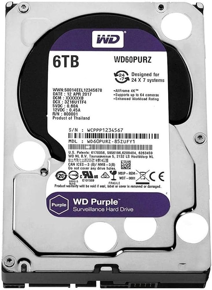 WD 6TB HDD PURPLE (yeni)